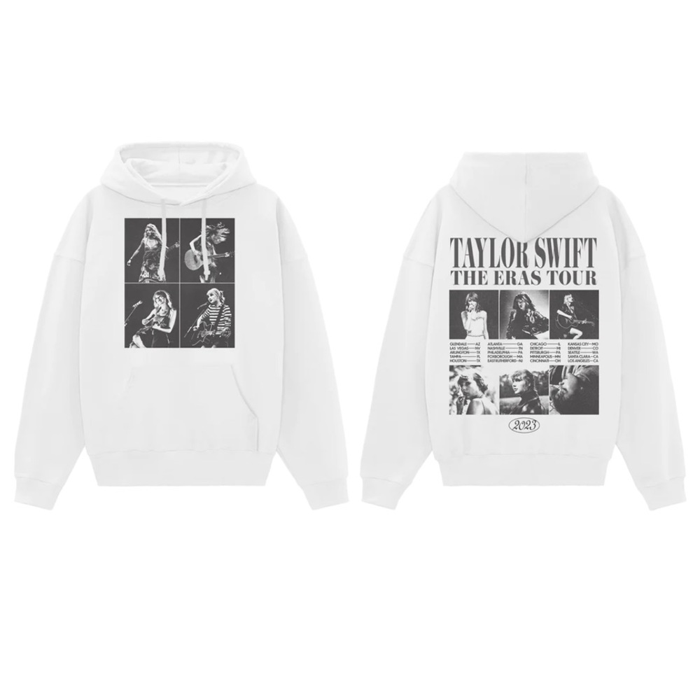 Taylor Swift Eras Tour Collage Hoodie (White)